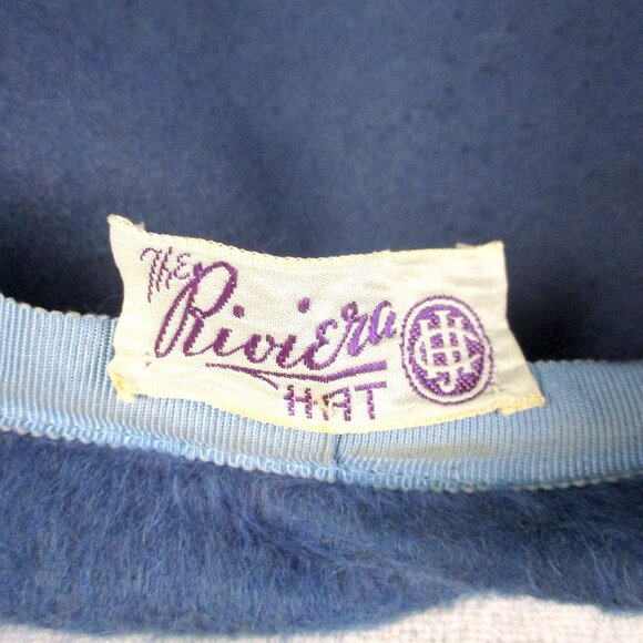 Blue Dragonfly Pillbox Hat Vintage 1950s Fur Felt Rhinestone Crystals - Picture 6 of 6